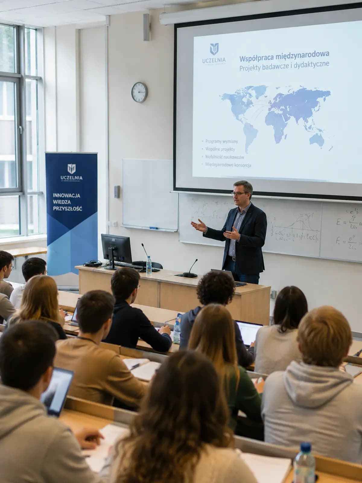 Mikroskop laboratoryjny w niebieskim laboratorium - instytut badawczy