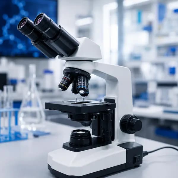 Mikroskop laboratoryjny w niebieskim laboratorium - instytut badawczy