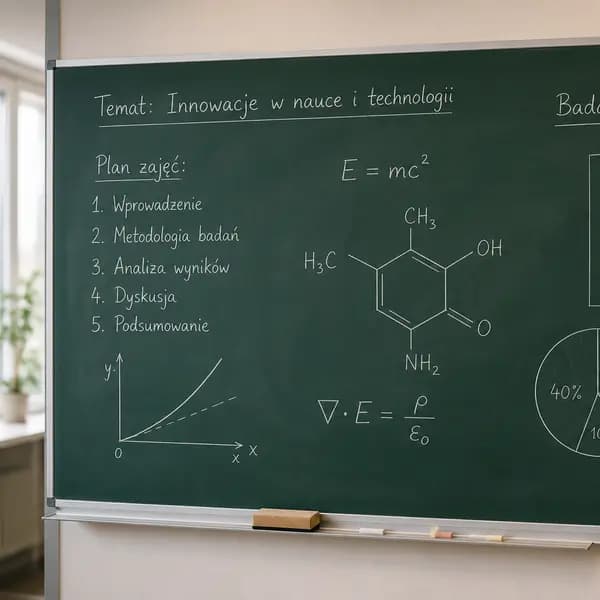 Tablica zielona z wzorami chemicznymi i matematycznymi - dydaktyka uczelni
